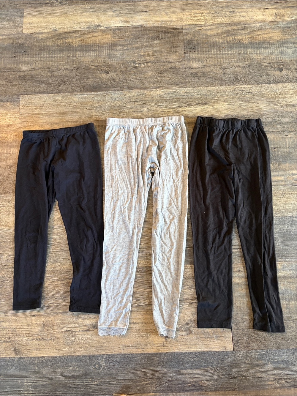 Girls' Cotton Blend Leggings - Black and Light Gray - 3-Pack Options